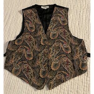 Vintage 80s Cristina Vest  Paisley Tapestry Brocade  Medium